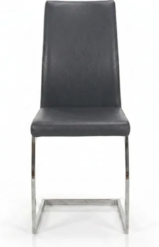 Miniatura 4 de Sunset Trading Sela - Sillas de comedor tapizadas Breuer Base voladiza cromada en forma de S Asientos acolchados de piel sintética gris carbón