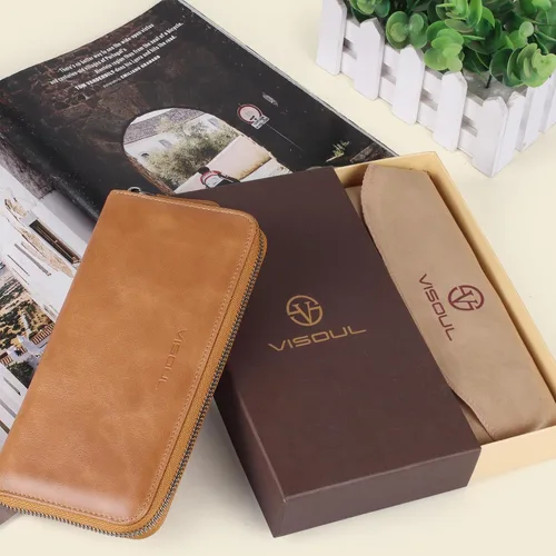 Miniatura 49 de VISOUL Cartera larga de cuero con cremallera para hombres y mujeres con bloqueo RFID, cartera larga de embrague grande con cremallera, Negro