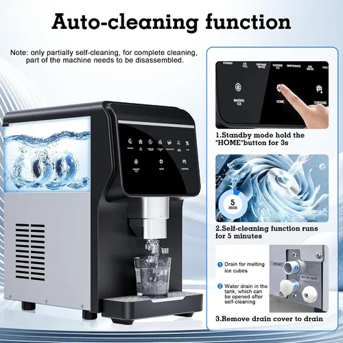 Miniatura 5 de Nugget - Máquina de hielo de pellets masticables de 66 libras/24 horas, almacenamiento de hielo integrado de 6 libras, función de autolimpieza