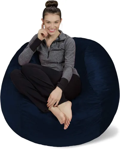 Miniatura 23 de Sofa Sack Funda para silla puff solamente, sin relleno, cómoda funda de repuesto para silla redonda, 5 pies, color carbón Carbón - Solo funda