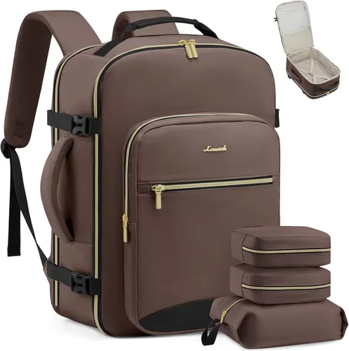 Miniatura 11 de LOVEVOOK Mochila de viaje de 40L aprobada para vuelo, 3 cubos de embalaje, bolsa de viaje impermeable para artículos personales, equipaje de mano