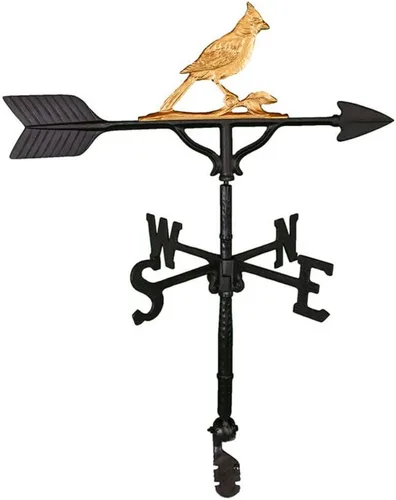 Miniatura 9 de Montague Metal Products Veleta de 32 pulgadas con adorno cardenal negro satinado