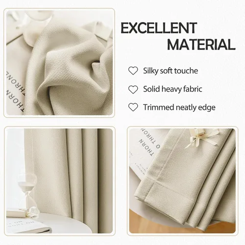 Miniatura 7 de Cortinas de lino 100% opacas de 96 pulgadas de largo, 2 paneles para dormitorio, sala de estar, lino beige, texturizado, para oscurecer