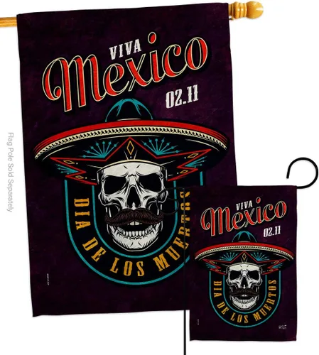 Miniatura 13 de Viva México - Kit de banderas para casa de jardín, Día de Muertos, Día de los Muertos, Fiesta Mexicana, Otoño, Pequeña pancarta decorativa