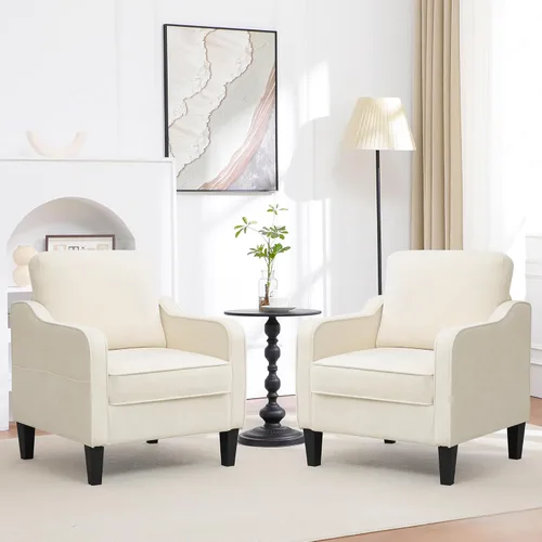 Miniatura 14 de Silla decorativa para sala de estar, silla de lectura moderna de mediados de siglo para dormitorio, sillón tapizado con bolsillos laterales, cómodo