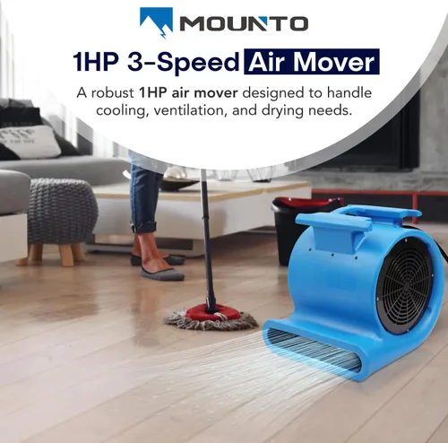 Miniatura 2 de Mounto 3 velocidades Air Mover 1HP 4000+ CFM Monster soplador de piso secadores de alfombras Secador de piso de limpieza