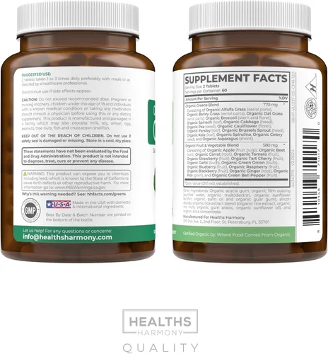 Miniatura 9 de Suplemento orgánico USDA Super Greens – Suplemento orgánico de frutas y verduras para adultos con 28 complejos de superalimentos con raíces
