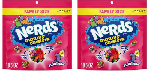 Miniatura 18 de NERDS Gummy Clusters Candy, arcoíris, crujiente y gomoso, 3 onzas (paquete de 12)