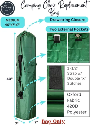 Miniatura 3 de Replacement Bag for Folding Camping Chair, Portable Camp Chair, Hammock, Yoga Mat, Umbrella, Tents, Tripods, Fishing Poles - 420D Oxford Polyester