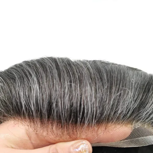 Miniatura 7 de Toupee - Sistemas de reemplazo de cabello para hombre, encaje frontal suizo, nudo blanqueado, pieza de cabello humano natural