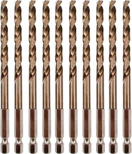 Miniatura 9 de Paquete de 5 brocas helicoidales de 1/2 pulgada para acero inoxidable, acero cobalto M35, longitud de trabajo, flauta de doble torsión, punta