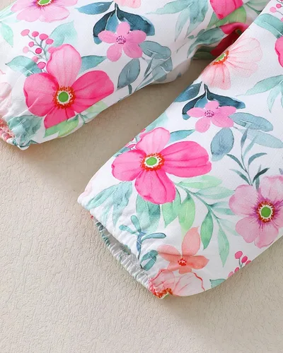 Miniatura 40 de SUNNY PIGGY Ropa para bebé recién nacida, con volantes, mameluco de algodón floral, conjunto de pantalones de algodón para niñas
