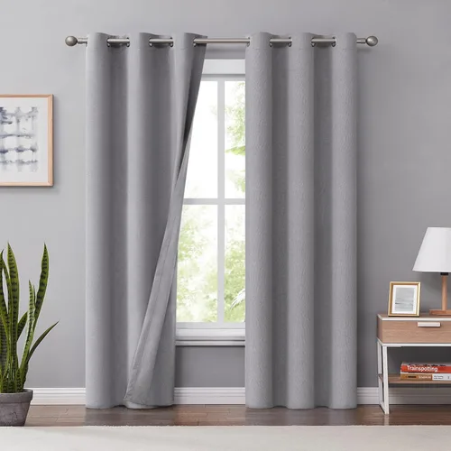 Miniatura 25 de Melodieux Cortinas 100% opacas para dormitorio, aislamiento térmico, reducción de ruido, cortinas de ventana de lino con ojales para sala de estar