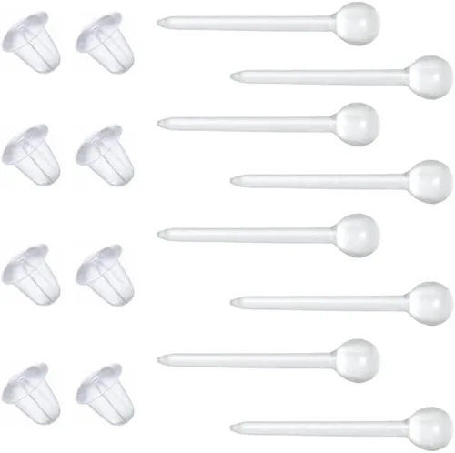 Aretes transparentes para deportes, 300 pares de aretes transparentes y dorsos de aretes Bola transparente de 0.118 in