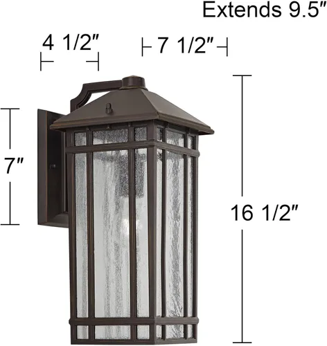 Miniatura 4 de Kathy Ireland Sierra Craftsman - Lámpara de pared rústica de 16 1/2 pulgadas de alto para exteriores, para porche, casa, exterior, faroles, juego