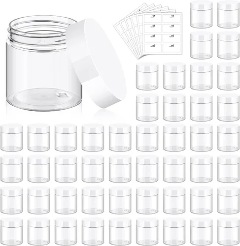 Miniatura 17 de TUZAZO Paquete de 4 tarros de plástico de 1 onza con tapas blancas, recipientes de plástico pequeños de 1 onza con tapas para productos de belleza