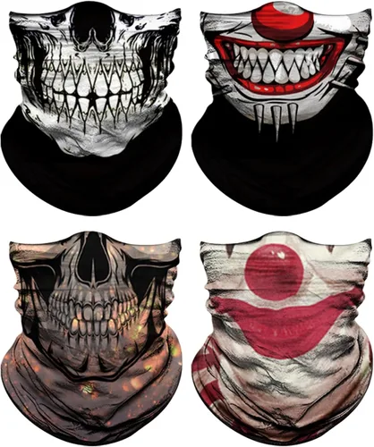 Miniatura 17 de Paquete de 4 polainas para el cuello para hombres y mujeres cubierta facial máscara envoltorio para la cabeza pasamontañas accesorio para la cabeza