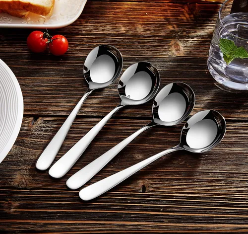 Miniatura 2 de KEAWELL Cucharas de sopa Louise premium de 7 pulgadas, acero inoxidable 18/10, aptas para lavavajillas (4)