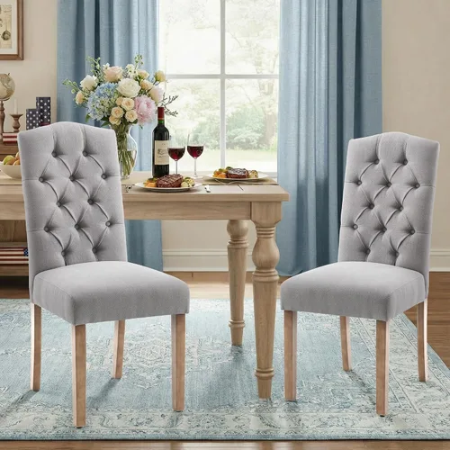 Miniatura 19 de Juego de sillas de comedor Parsons tapizadas copetudas, decoración de comedor de tela, elegante y moderna, para cocina, sala de estar con botones