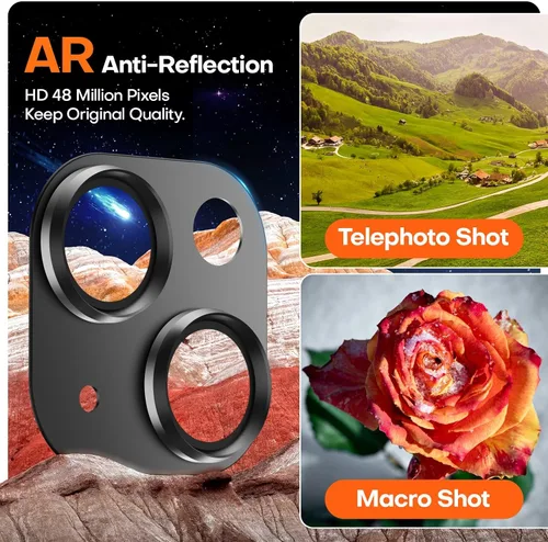 Miniatura 4 de Protector de lente de cámara para iPhone 15/iPhone 15 Plus/iPhone 14/iPhone 14 Plus, pantalla de cubierta de cámara de vidrio templado de aleación