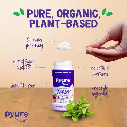 Miniatura 4 de Pyure Polvo de Extracto de Estevia Orgánico, 100% Extracto Puro de Hoja de Estevia, Sin Rellenos, Sin Azúcar, Apto para Keto, Paleo, Diabéticos