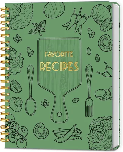 Miniatura 11 de LuBudingJoy Cuaderno de recetas en blanco para escribir en tus propias recetas, página completa de Sprial de tapa dura, organizador de recetas