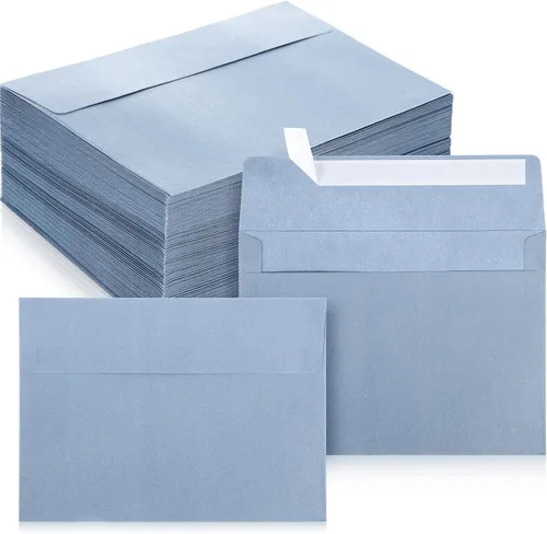 Miniatura 9 de Ctosree 200 sobres de invitación color azul polvoriento, 120 GSM, tamaño A7, pesados, para tarjetas de felicitación, boda, cumpleaños Azul