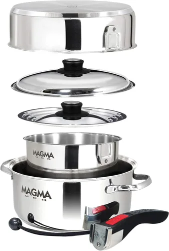 Miniatura 2 de Magma Juego de utensilios de cocina gourmet de acero inoxidable de 7 piezas con cerámica antiadherente, compatible con inducción, apto para horno