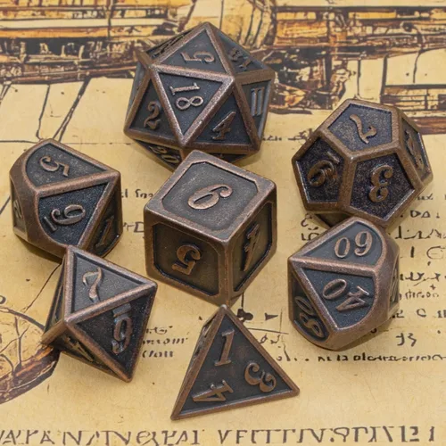 Miniatura 3 de Juego de dados de metal, dados poliédricos D&D para Dungeons and Dragons RPG DND, dados para juegos de rol, MTG, juegos de mesa, Shadowrun Cobre