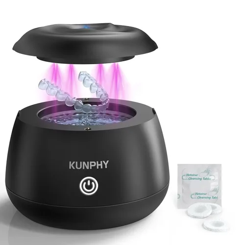 Miniatura 10 de KUNPHY Máquina Limpiadora Ultrasónica de Retenedores 2026, Cápsula de Limpieza Dental de 48 kHz para Brackets, Protector Nocturno, Protector Bucal