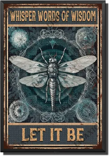 Miniatura 19 de LIUAXICIA Letreros divertidos de metal con texto en inglés «Into The Forest I go to Lose My Mind and Free My Soul Dragonfly», decoración de pared
