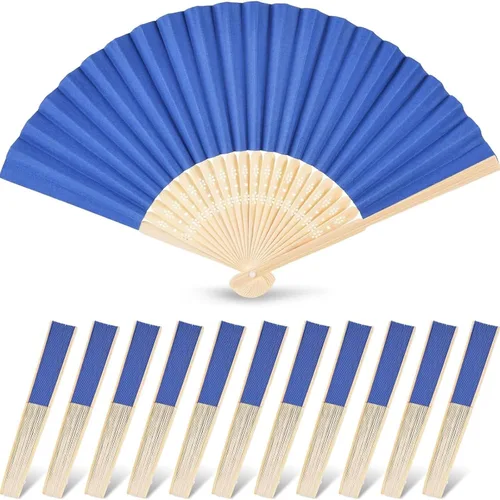 Miniatura 14 de JOHOUSE 12 abanicos de papel blanco de mano – Ventilador de mano plegable de 8.3 pulgadas, ventiladores plegables de mano para mujeres, ventilador
