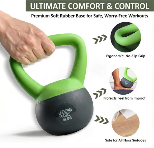 Miniatura 4 de ENERGI CORE Pesa rusa - Peso relleno de arena para entrenamientos de gimnasio en casa y entrenamiento de fuerza, campana de ejercicio portátil