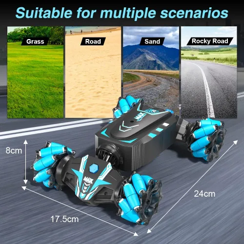 Miniatura 8 de Axirata - Coche de control remoto controlado a mano, coche de acrobacias RC con gestos con spray, luces y música para niños de 6 a 13 años, 4WD
