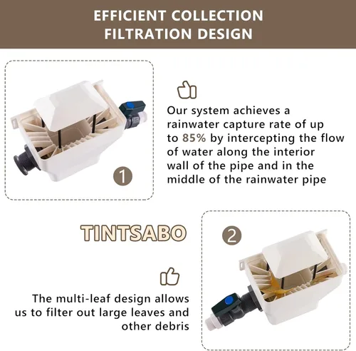 Miniatura 4 de Desviador de barril de lluvia, sistema de recolección de agua de lluvia que se adapta a bajante de 2 x 3 o 3 x 4 pulgadas, kit de desviador de Blanco