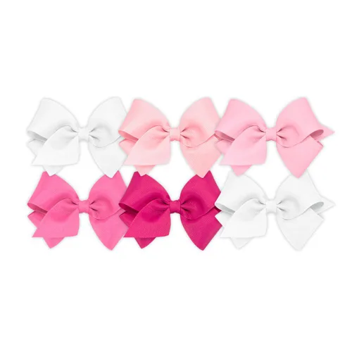 Miniatura 14 de Wee Ones Juego de 6 piezas de lazos para niña, paquete variado de grosgrain sólido en una pinza de pelo antideslizante WeeStay, mediano, azul, azul