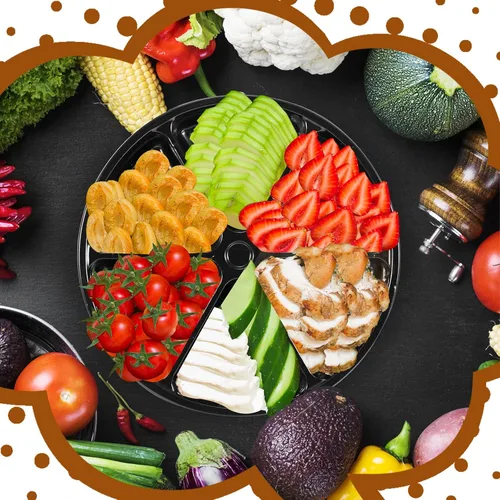 Miniatura 6 de 10 bandejas redondas de plástico para servir verduras para festivales de Navidad de 11.8 pulgadas, 6 bandejas seccionales para servir tacos