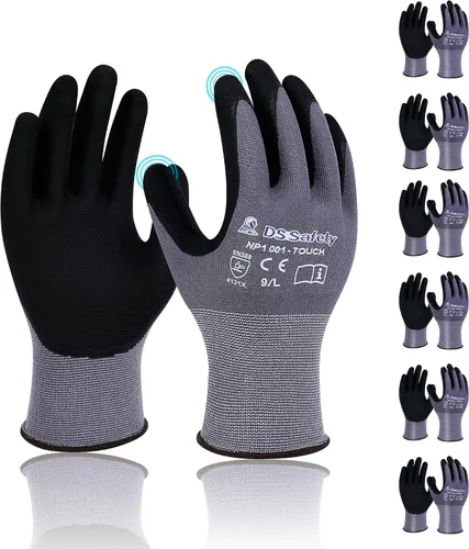 Miniatura 7 de NP1001 - Guantes de trabajo de seguridad, ajuste elástico, agarre de potencia, tacto inteligente, con revestimiento de espuma duradera 3 pares