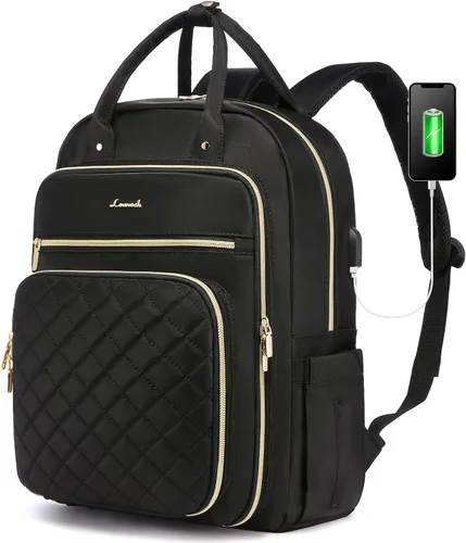 Miniatura 21 de LOVEVOOK - Mochila para portátil para mujer, resistente al agua, mochila de trabajo y viaje, con monedero, elegante, mochila de negocios, mochila