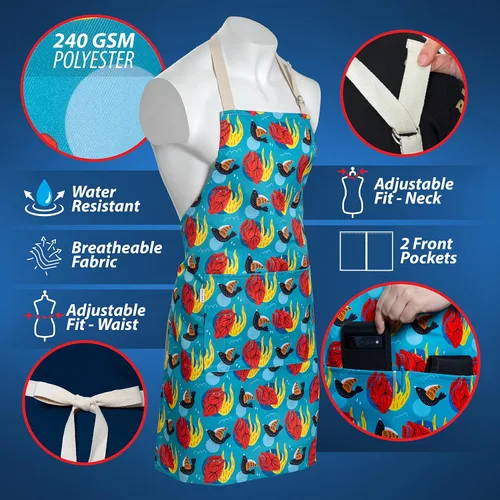 Miniatura 3 de Delantal ajustable, resistente al agua, con bolsillo, correa para el cuello, lazo largo, ultrafino y ligero (paquete de 2)