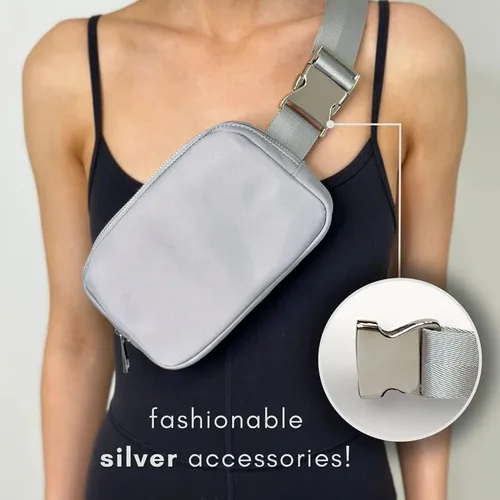 Miniatura 2 de Riñonera boutique Riñonera cruzada para mujer Linda cangurera mini en todas partes Pequeña bolsa de viaje de moda Accesorios plateados Correa