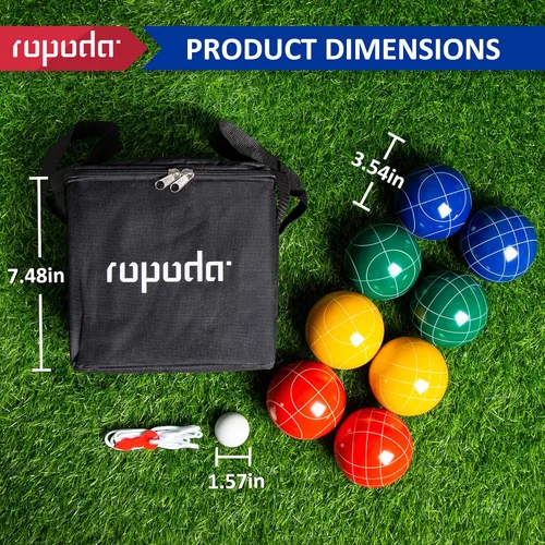 Miniatura 3 de ropoda Juego de bolas de bochas de 3.543 in con 8 bolas de poliresina, palino, estuche y cuerda de medición para patio trasero, césped, playa
