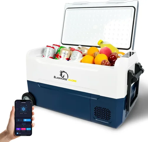 Refrigerador de coche de 12 voltios, congelador portátil de 37 cuartos (35 litros), refrigerador de coche de zona grande, control de aplicación