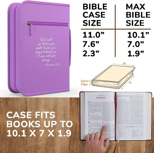 Miniatura 34 de DEHITE Funda para la Biblia para mujer, bolsas de transporte de la Biblia, tamaños medianos y grandes, ranuras para bolígrafos, tela de primera