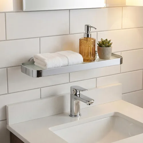 Miniatura 2 de Cortesi Home Milo - Estantería contemporánea de acero inoxidable para tocador, cromada, 16 pulgadas