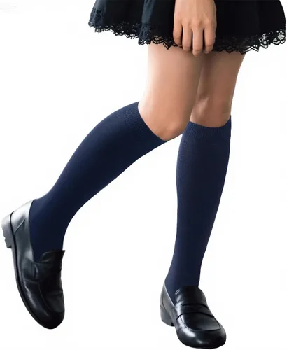 Miniatura 6 de Cotton Day - Pack de 3 pares de calcetines de rodilla alta para niños y niñas, unisex, para uniforme escolar y vestido, punta sin costuras, negro