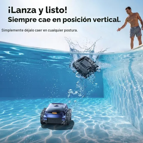 Miniatura 8 de Limpiador robótico de piscina, aspiradora inalámbrica para piscinas enterradas, robot limpiador automático de piscinas para suelos de piscina, Azul