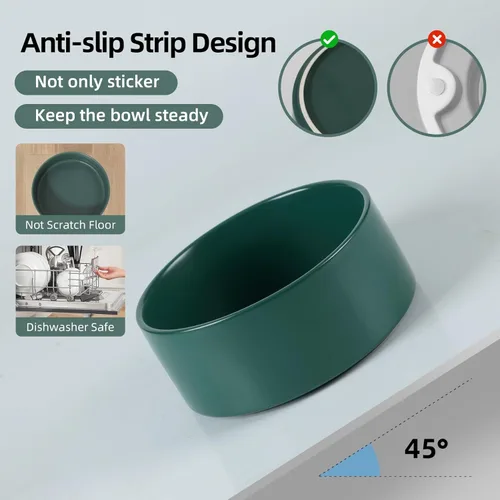 Miniatura 3 de Havniva Cuenco de cerámica antideslizante para comida y agua para perros de raza pequeña y mediana de 6.1 pulgadas, cuenco para mascotas para Verde