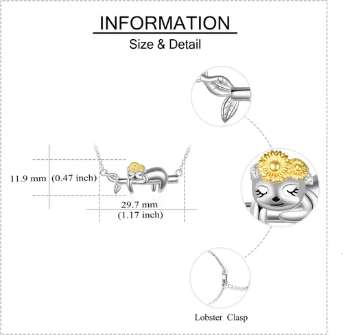 Miniatura 4 de MONGAS Collar de plata de ley 925 con diseño de girasol perezoso para mujer