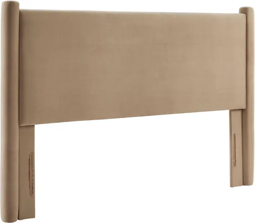 Miniatura 5 de Modway Rael Queen - Cabecera tapizada con pilares en color gris pardo - Cabecera de terciopelo resistente a las manchas para camas tamaño Queen Topo